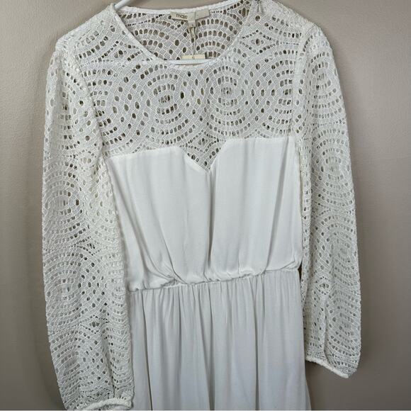 NEW Maje Dress Womens 3- US Large Raye Lace Long Sleeve in Ecru White - Picture 4 of 13